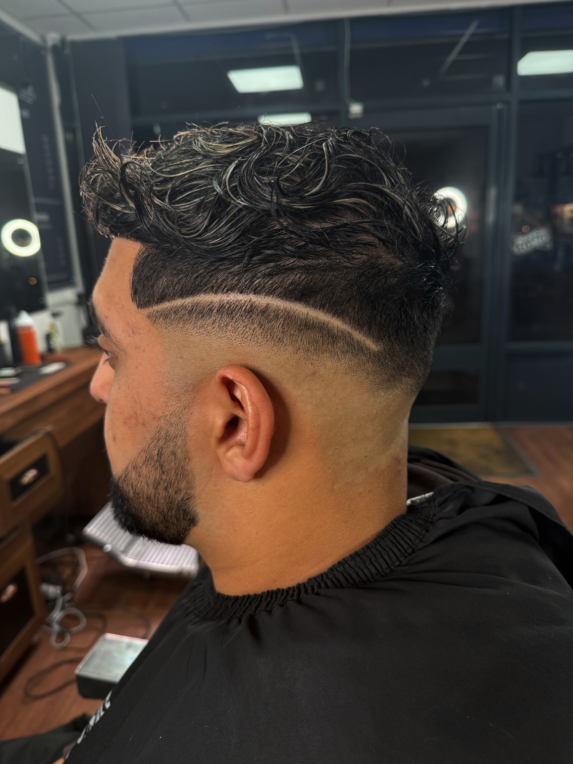 Pattern design cut into hair